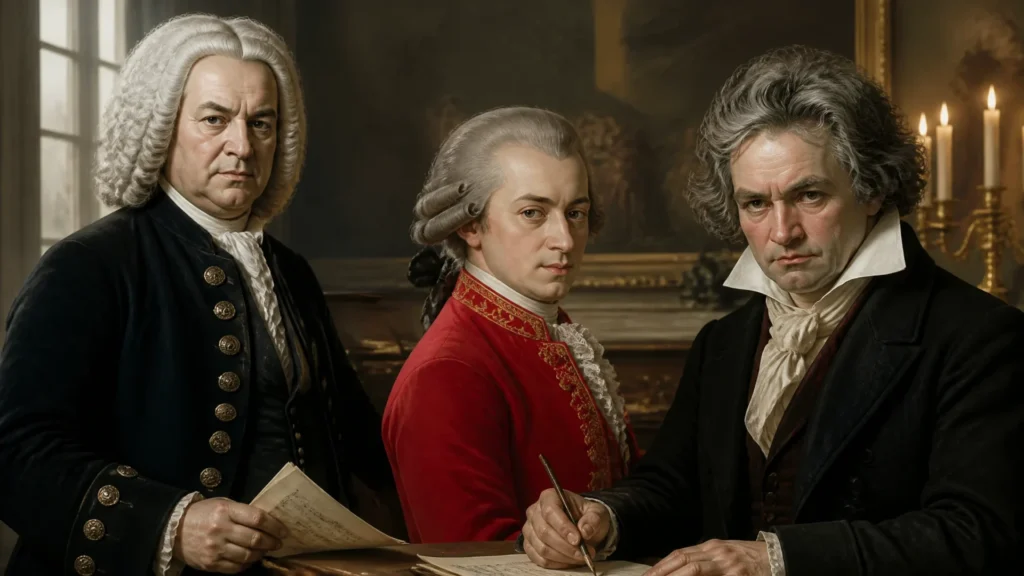 Les 3 meilleurs compositeurs de tous les temps : Bach, Mozart et Beethoven sans aucun texte