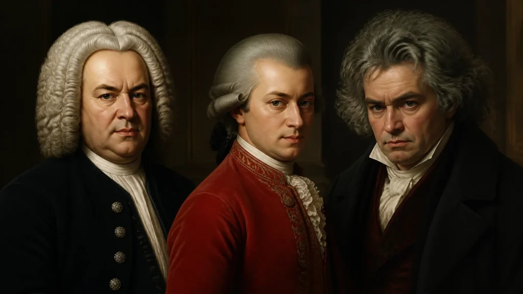 Les 3 meilleurs compositeurs de tous les temps : Bach, Mozart et Beethoven sans aucun texte